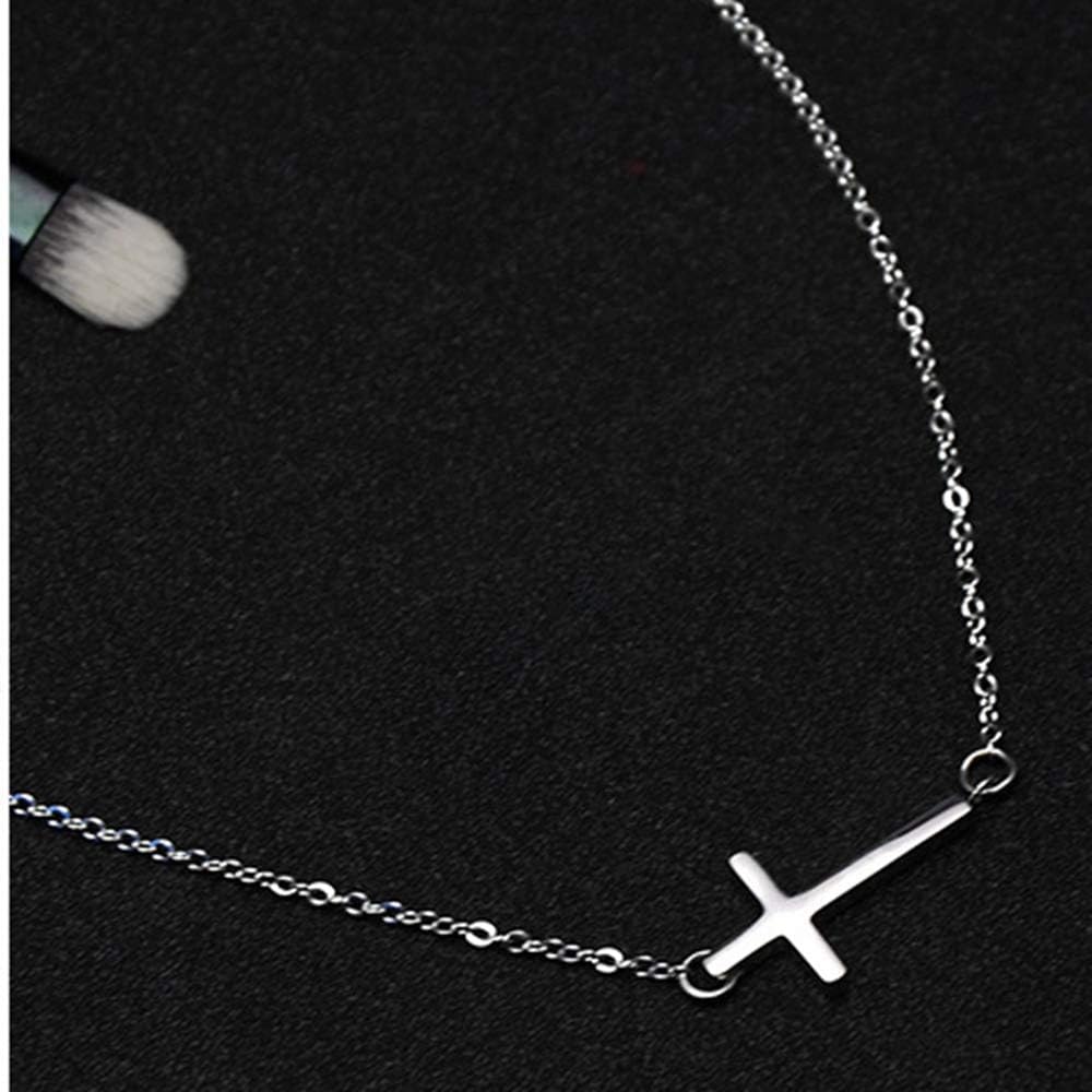 Jude Jewelers Stainless Steel Sideways Cross Christian Religious Prayer Collar Necklace