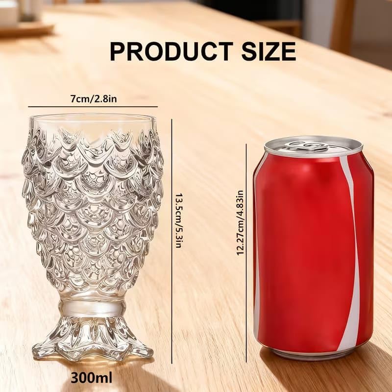 Image of PrimeWorld Juice Glasses Set of 6 (300 ml) | Heavy Base Beverage Cups with Unique Pineapple Design | Dishwasher Safe Glassware for Juice, Water, Milk, Iced Tea & Cocktails