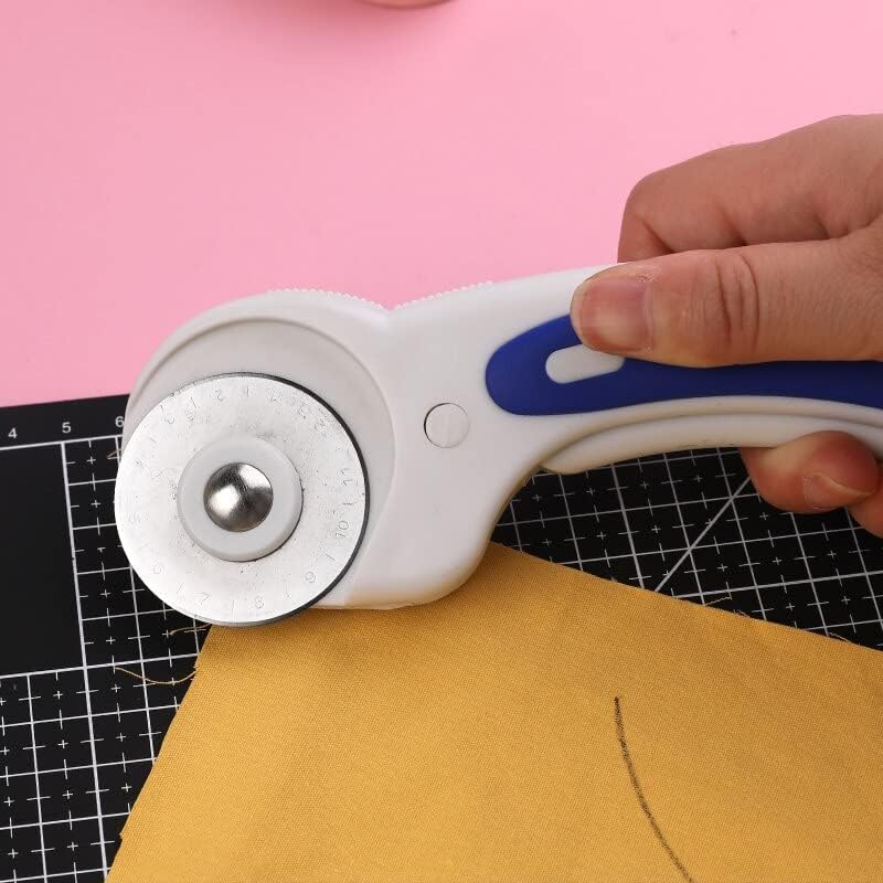 Nonvor 45mm Rotary Cutter Kit with A4 Cutting Mat Acrylic Sewing Ruler Sewing Clips Pins Carving Knife Set for Fabric Sewing
