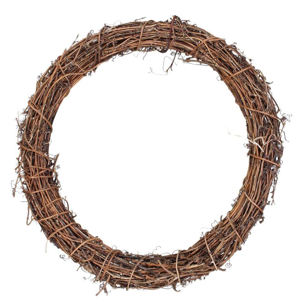 Fsuk Brown 40Cm (14") Natural Rattan Grape Vine Wicker Wreath Ring