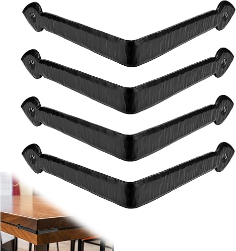 Paquete de 4 soportes de esquina de metal de 6 pulgadas para muebles, color negro, soportes de esquina decorativos hechos a mano - Soportes de