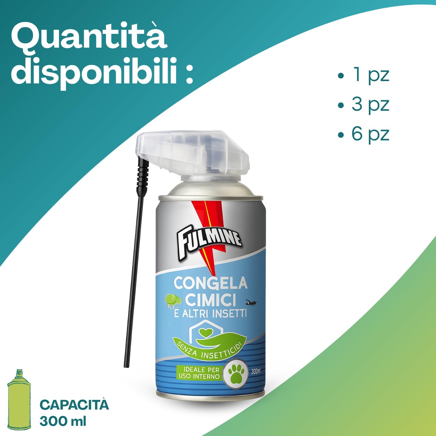 Virsus Bomboletta Spray Congela Cimici e Altri insetti Fulm242, capacità 300ml, Senza Insetticidi, per scarafaggi, blatte, ragni, mosconi e altri insetti striscianti, per Interni ed Esterni (6)