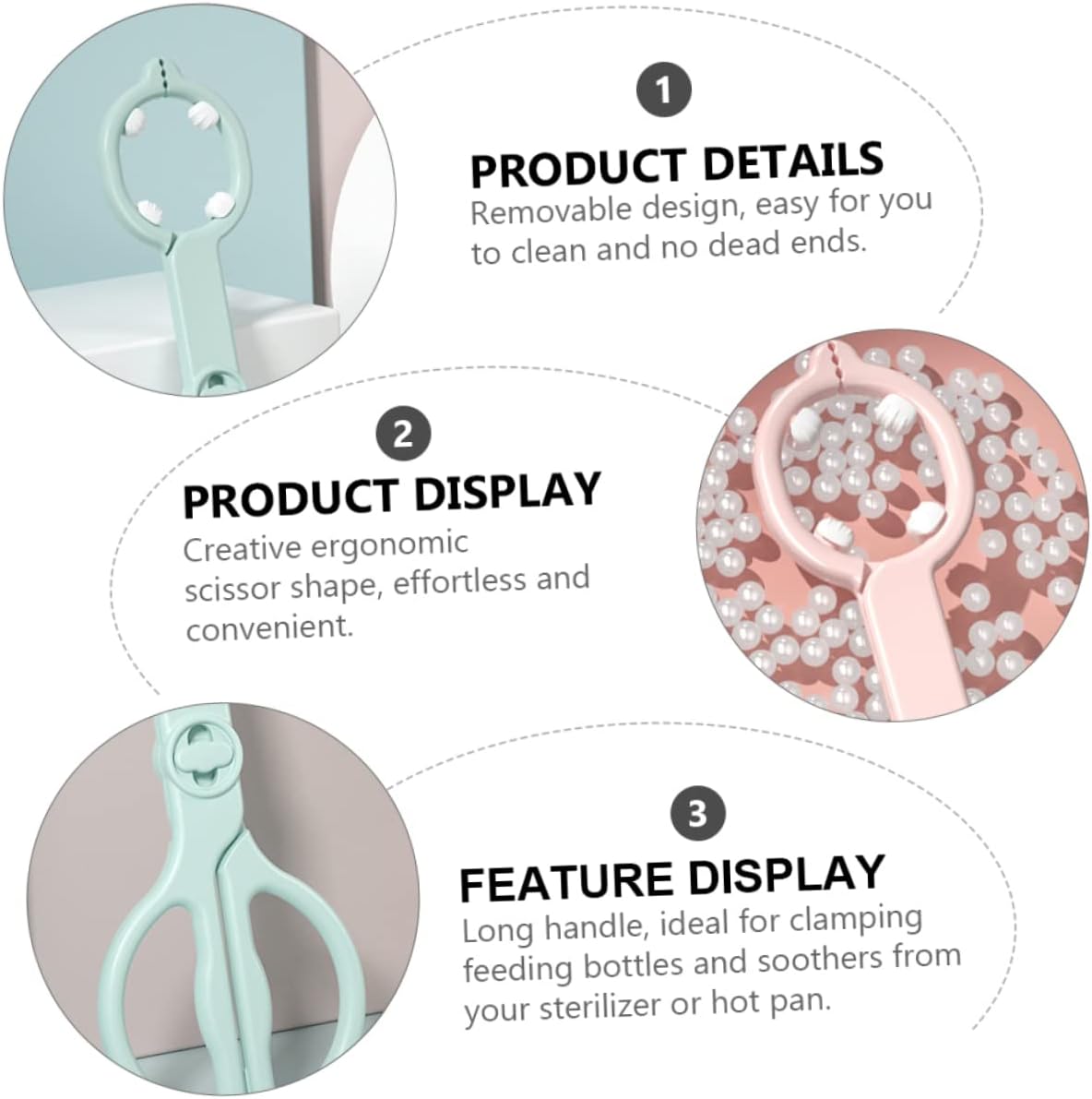 Vaguelly 2pcs Bottle Clamp Tongs for Feeding Non- Design Easy to Use Wide-mouth Bottles for Sterilizers and Hot Pan Removal