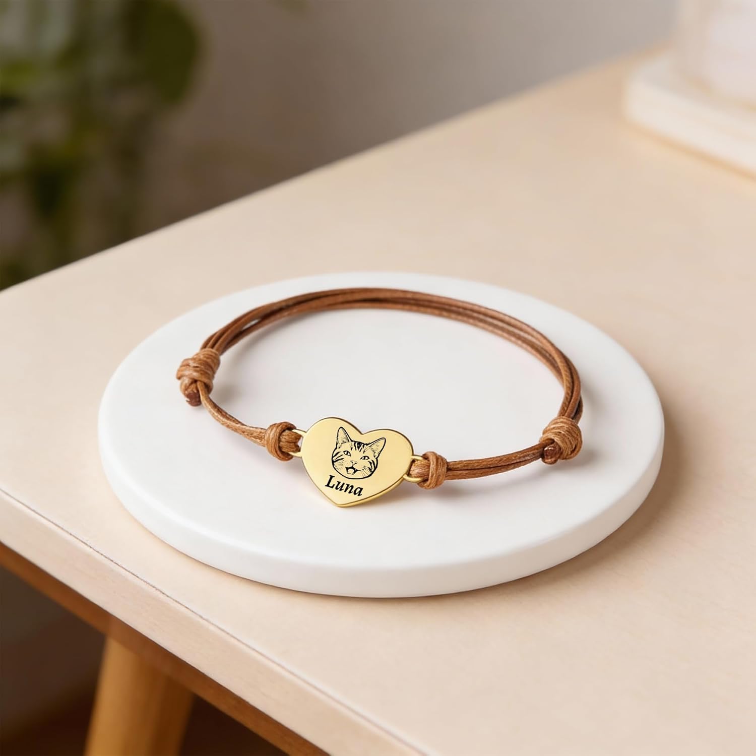 STINI Custom Name Bracelets for Women, Personalized Heart Shape Dog Cat Face Bracelets Gifts for Pet Lovers