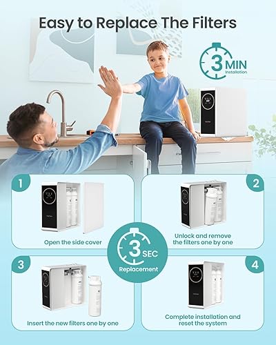 Miniatura 7 de Sistema de ósmosis inversa sin tanque 600GPD certificado NSF, sistema de filtración de agua RO debajo del fregadero Reducción TDS de 500 a 20,