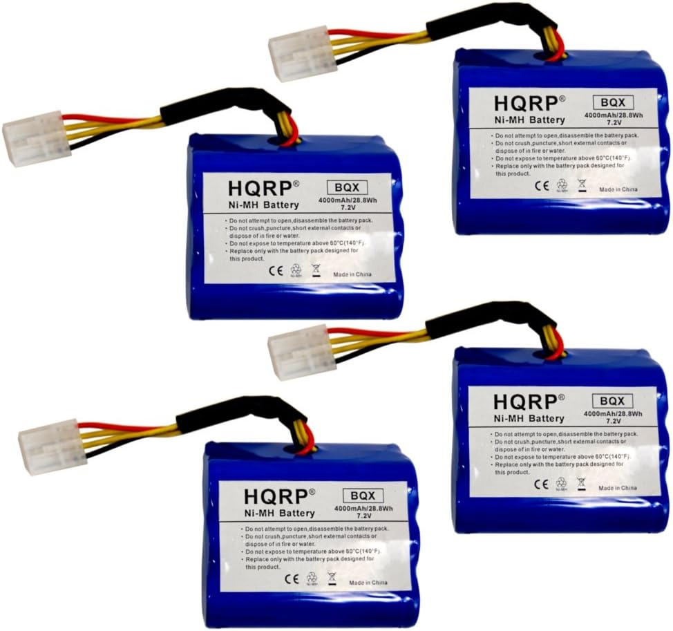 HQRP Battery 4-Pack Compatible with Neato XV-11 All Floor Robotic Vacuum System, XV-12 XV-14 XV-15 XV-21 Vacuum Cleaner, 945-0005 205-0001 945-0006 945-0024 XV Signature Pro All-Floor Robotic Vacuum