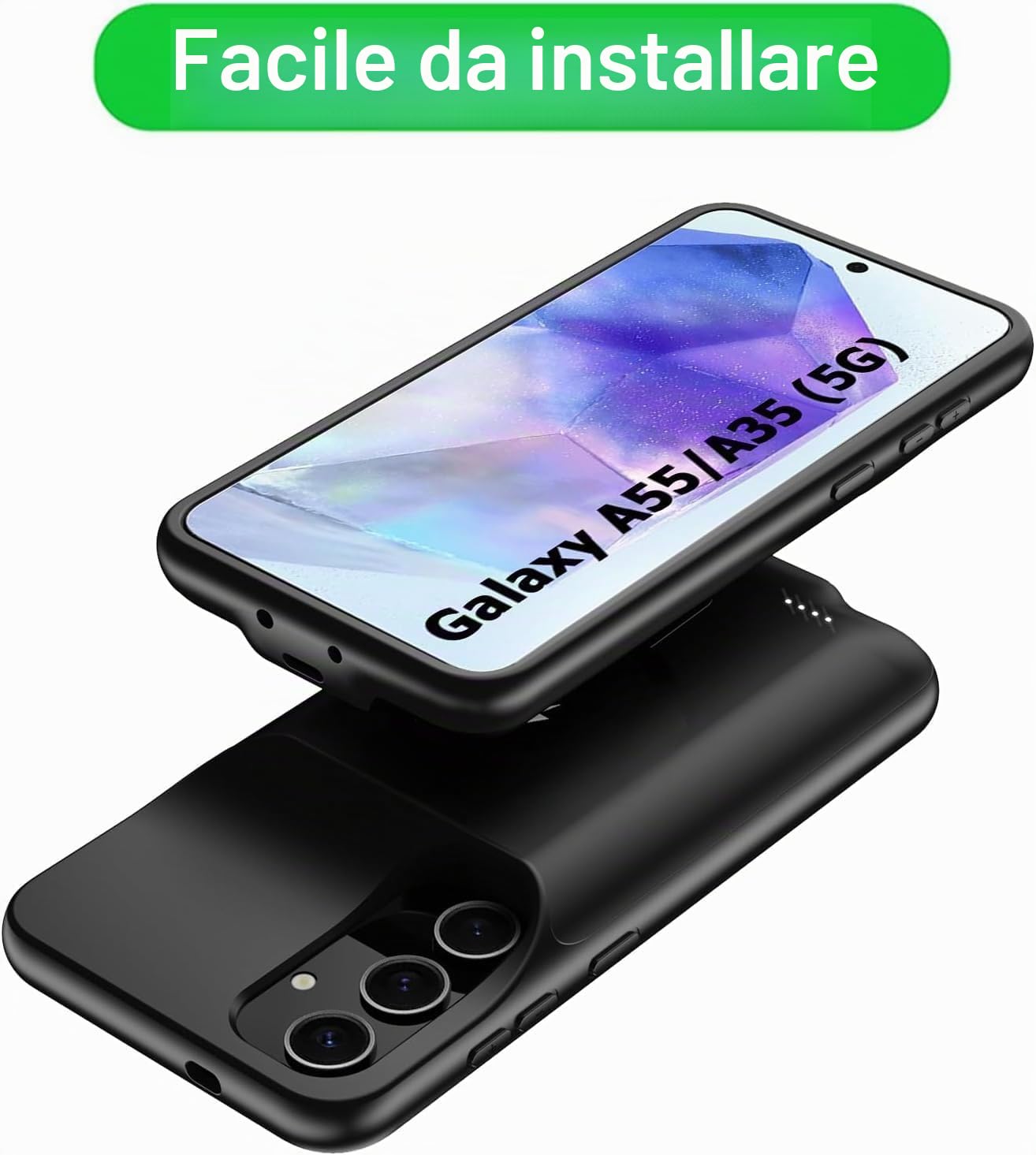 Custodia per Batteria per Galaxy A35/A55, Coperchio di Ricarica del Pacchetto di Alimentazione Portatile Ricaricabile 7000mAhGalaxy A35/A55 5G (6,6 Pollici) Caricabatterie esteso