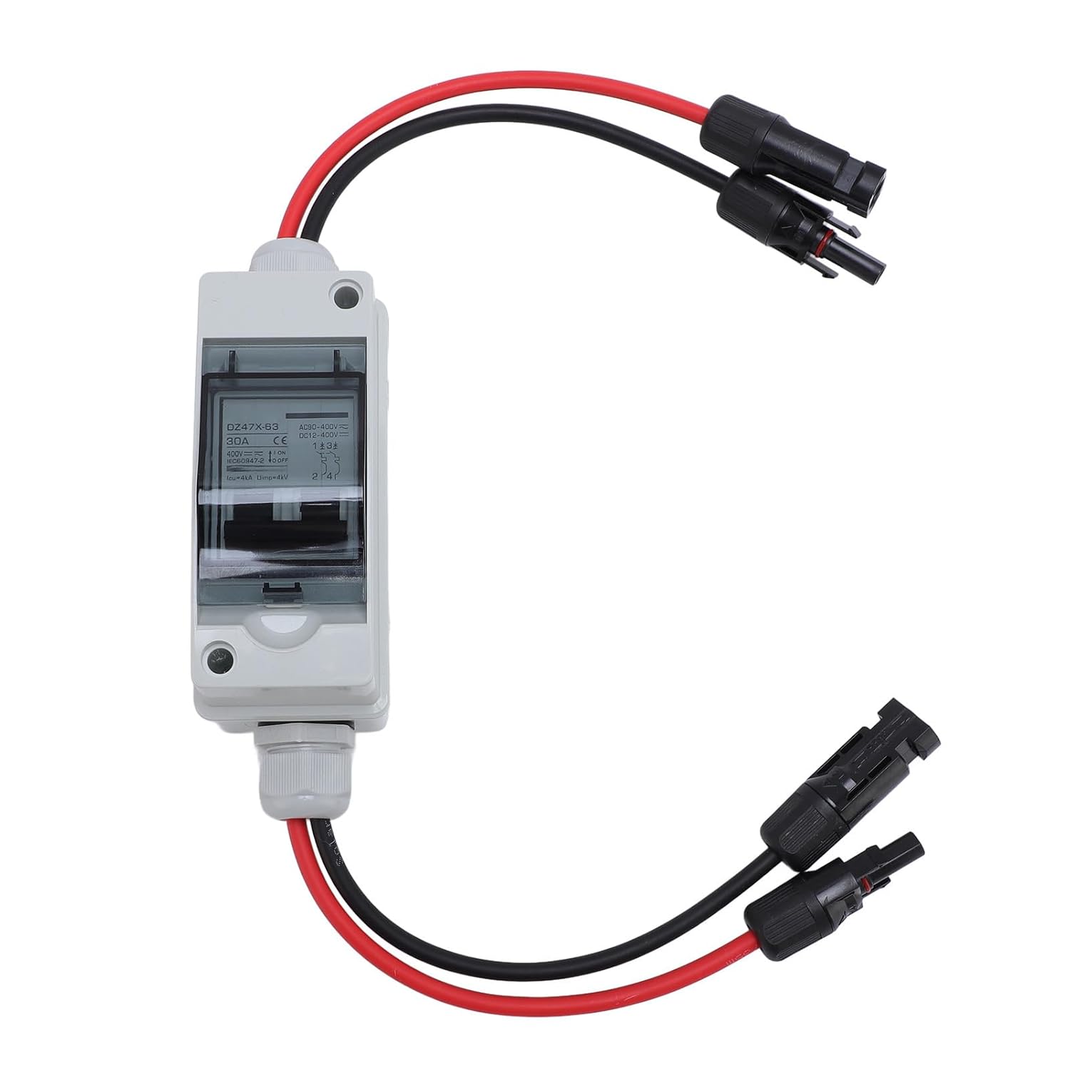 Solar Panel Disconnect Switch 30A DC AC Shut Off 2 Poles Outdoor Home Miniature PV Circuit Breaker Box IP65 Water Proof