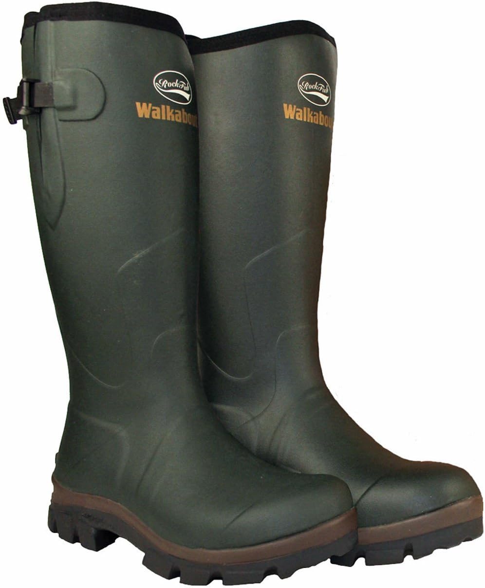 Rockfish Wellies Mens Welly Walkabout Rubber Boots Green (Size