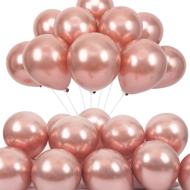 Rose Gold Balloons 50 Pack 10 Inch Metallic Latex Balloons for Valentines Engagement Wedding Festival Anniversary Baby Shower Birthday Rose gold party decorations