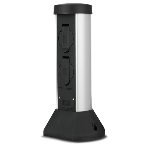 Bloc multiprise d'extérieur 2 prises REV SilverCraft borne de jardin noire IP44