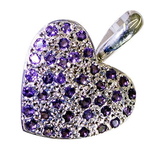 Pendentif cœur améthyste naturelle argent sterling bijoux femmes filles