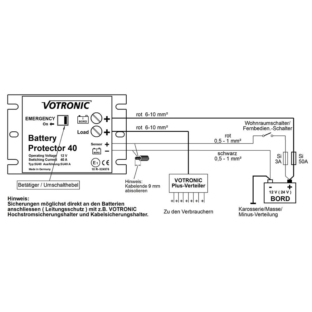 VOTRONIC 3073 Battery Protector 40 Motor 40A 12V Batteriewächter Überspannungsschutz