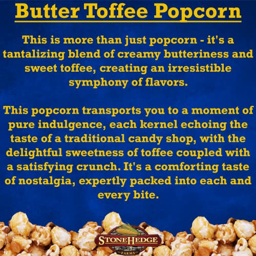 Stonehedge Farms Butter Toffee Flavored Popcorn - 32 Ounce Reclosable Tub - Deliciously Old Fashioned - Made In The Usa - Gluten Free #TOP3