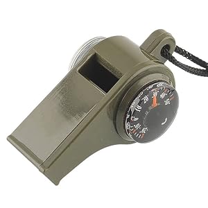 TTSAM Emergency Whistle with Lanyard Multi-Functional 3 in1 Survival Gear Compass Thermometer for Outdoor Camping Hiking