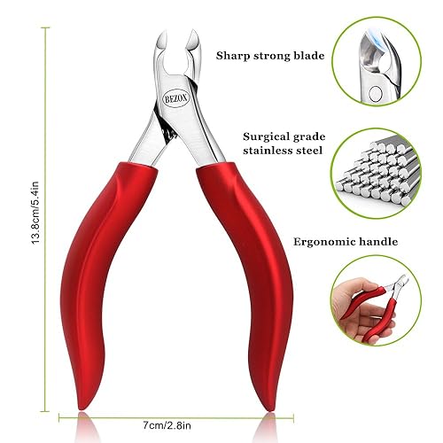 Miniatura 25 de BEZOX Cortaúñas gruesas para personas mayores, cortaúñas de dedos grandes para uñas gruesas, agarre cómodo de precisión de mango largo, cortador
