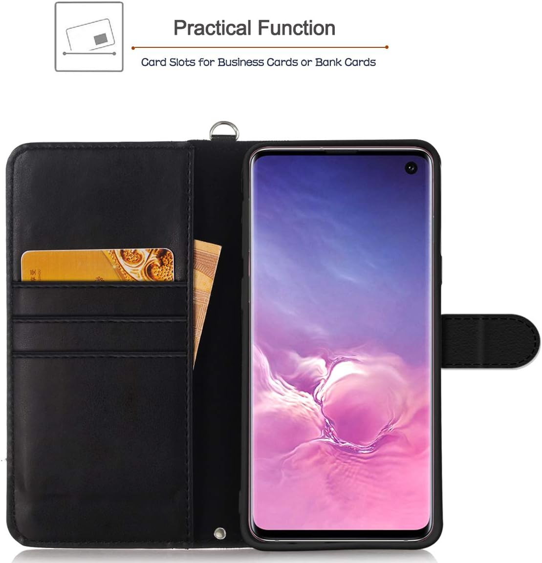 Hocase Galaxy S10 Case, PU Leather Full Body Protective Phone Case with Credit Card Holders, Wrist Strap, Magnetic Closure for Samsung Galaxy S10 (6.1-inch) 2019 SM-G973 - Mandala Flowers