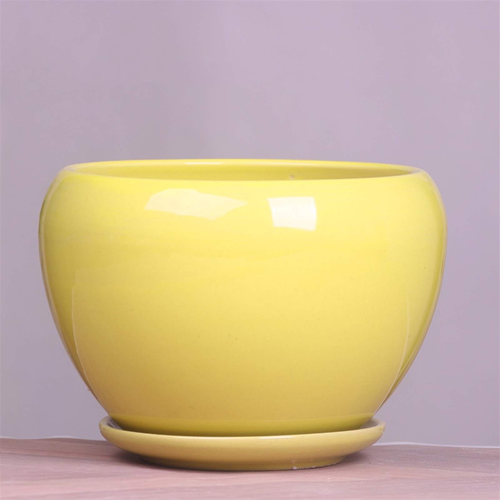 MNUvxzaewf Simple Green Dill Flower Pots Ceramic With Tray European Style Indoor Desktop Household Thickening(5)