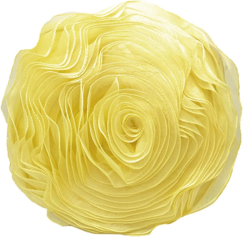 Fennco Styles Hayley Rose Chiffon Flower Decorative Filled Throw Pillow 16-Inch Round - Burgundy Floral Accent Pillow for Home, Couch, Bedroom, Living Room and Office Décor