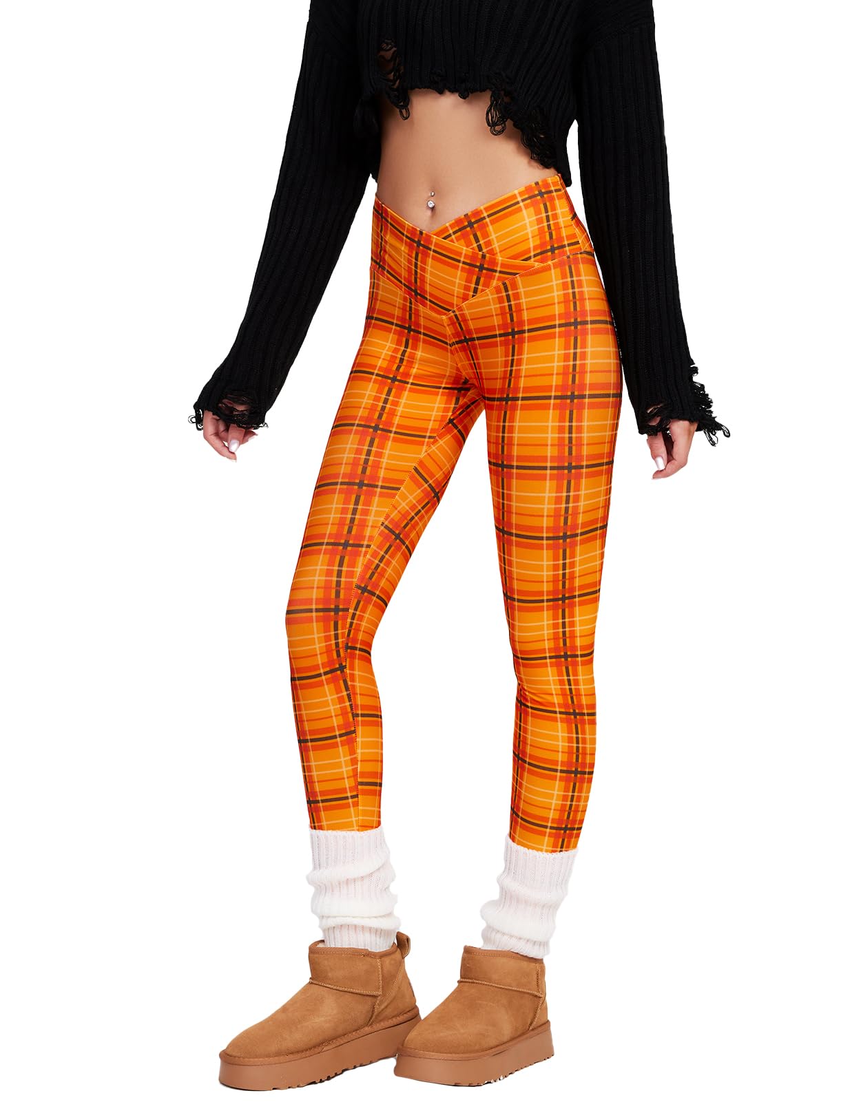 sissycos Women's Christmas Halloween Crossover Leggings High Waisted