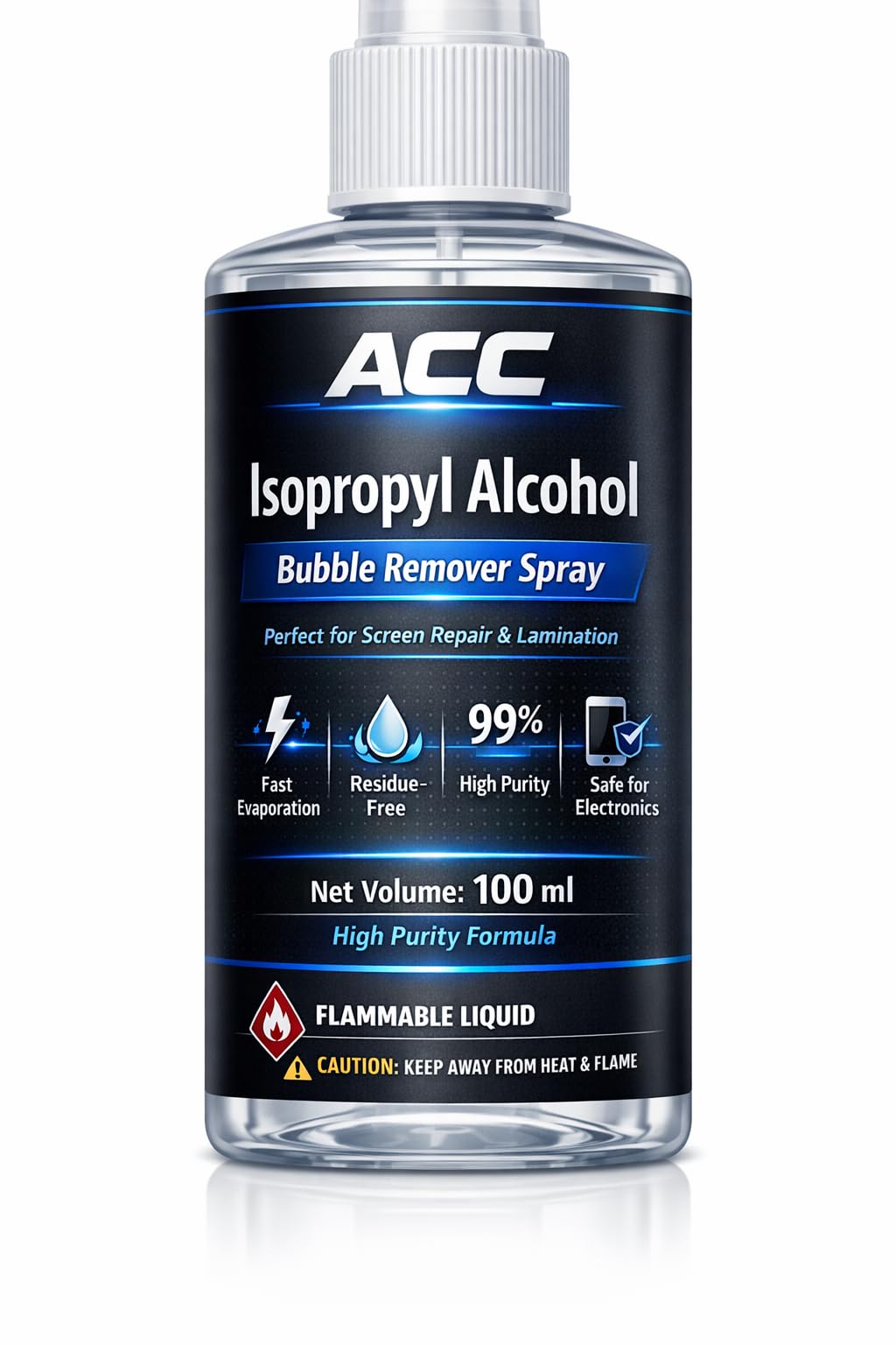 ACC Isopropyl Alcohol Bubble Remover Spray, 99% High Purity, Residue-Free, for Resin, Screen Repair & Lamination, 100 ml-picture-15