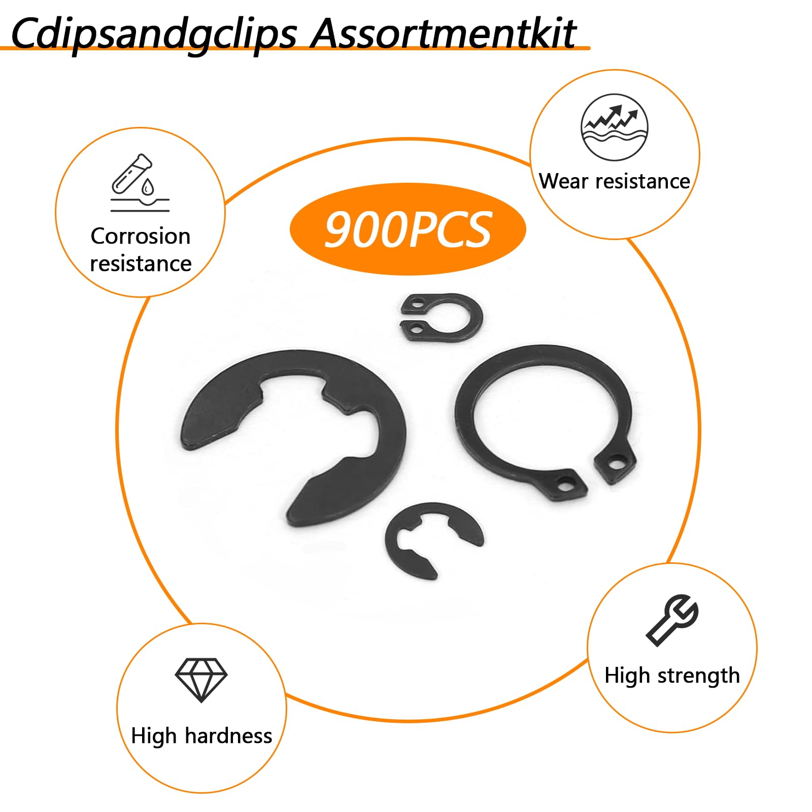 Retaining Rings Assortment Kit - 900 Pcs C & E Clips -5 Retaining Rings Assortment Kit - 900 Pcs C & E Clips -5