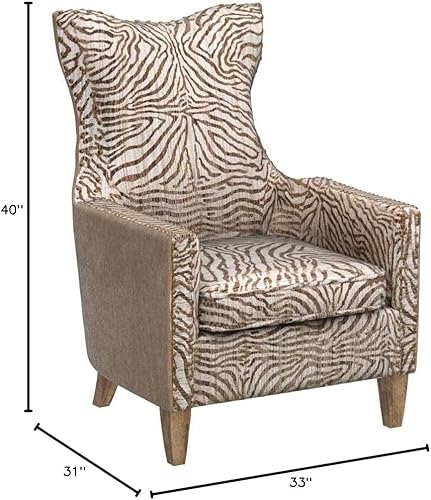 Miniatura 3 de MY SWANKY HOME Silla de brazo de cebra con estampado de selva beige | Patrón animal contemporáneo