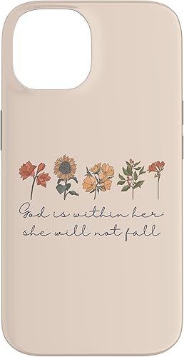 Miniatura 4 de iPhone 13 Pro Max God Is Within Her She Will Not Fall Salmos 465 Funda Boho Flores