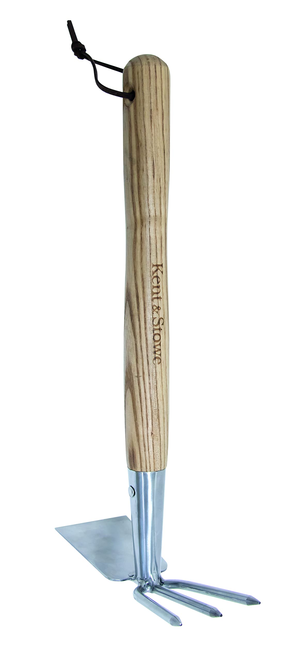 Kent & Stowe Azada Doble de Acero Inoxidable para airear el Suelo, con Mango de Madera de Fresno, 37 cm