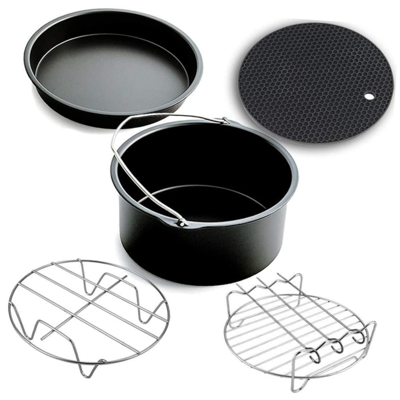 TOBBOMEY 1Pc Air Fryer Pizza Pan Durable Baking Accessory for Household Air Fryers Easy Clean for Baking Cakes and Grilling Kitchen Gadget for Home Use