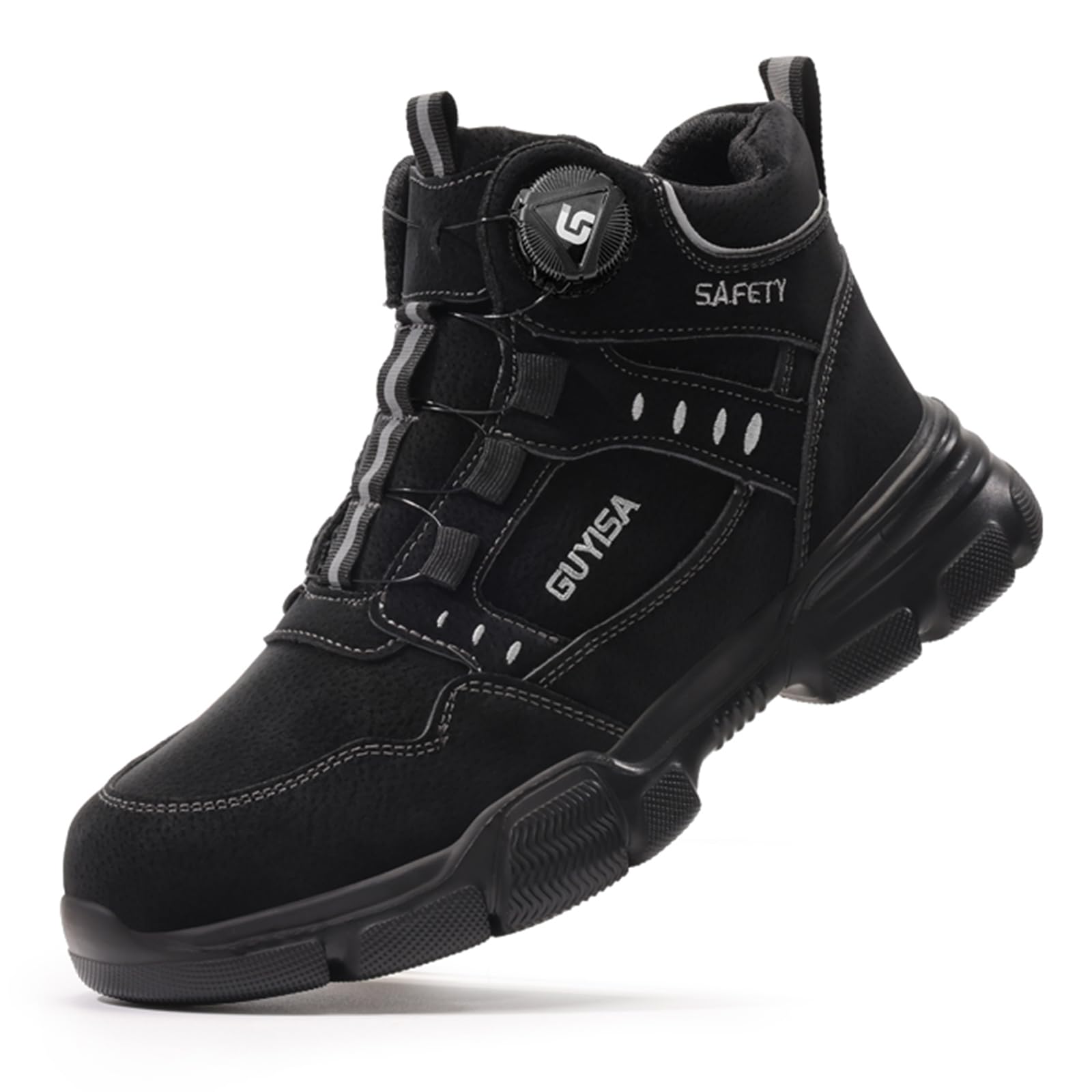Sicherheitsschuhe Herren Leicht Arbeitsschuhe Hoch mit Drehknopf Sicherheitsstiefel Sportlich rutschfest Stahlkappen Wasserdicht Schutzschuhe 36-46 EU