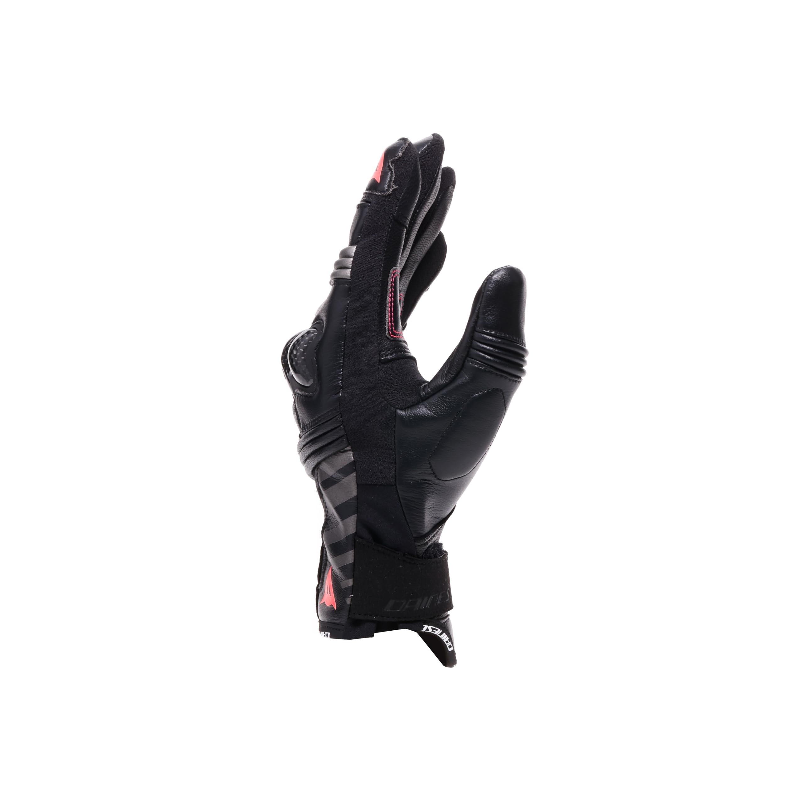 DAINESE Reacto Carbon Short Gloves Wmn, Guanti Moto Corti Donna in Pelle con Protezione Nocche in Carbonio e Imbottiture Palmo e Dita Smart Touch, Per Donna, Black/Fluo Pink, XL