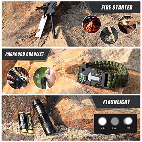 Survival Kits, Survival Gear and Equipment 27 in 1, Fishing Hunting Birthday Gifts Christmas Stocking Stuffers for Boyfriend, Cool Gadgets, Camping Accessories - Thumbnail 2