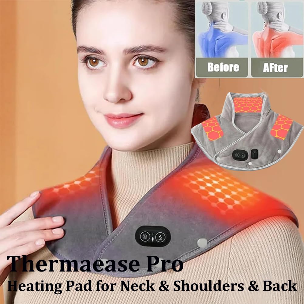 Almohadilla térmica portátil para Cuello y Hombros, Calentador de Cuello eléctrico USB para aliviar el Dolor, Envoltura de Cuello de Calentamiento rápido de 60 Segundos con 3 configuraciones de Tempe