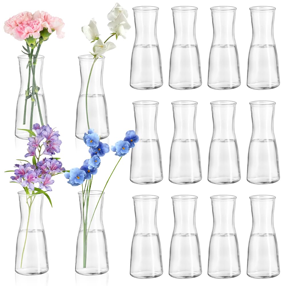 Piccoli vasi in vetro per decorazione da tavolo, mini vasi trasparenti piccoli 12 vasi per fiori moderni, minimalisti, in vetro, per matrimoni, compleanni, feste, tavolo da pranzo, decorazione da
