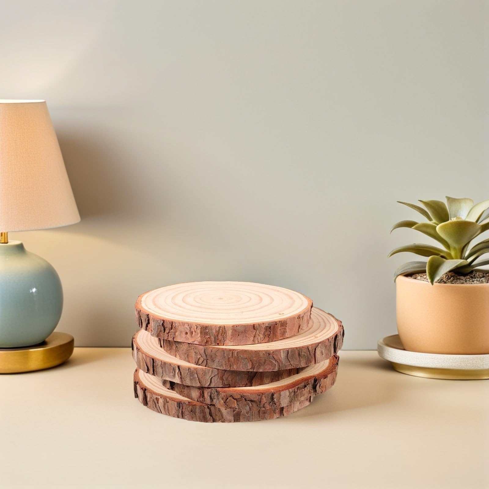 GALPADA 5 Stück Teiliges Runde Holzscheiben Natürlich Unbehandelt mit Rinde für DIY Basteln Tischdeko Untersetzer Vielseitige Holzchips für Kreative Wohnraumgestaltung