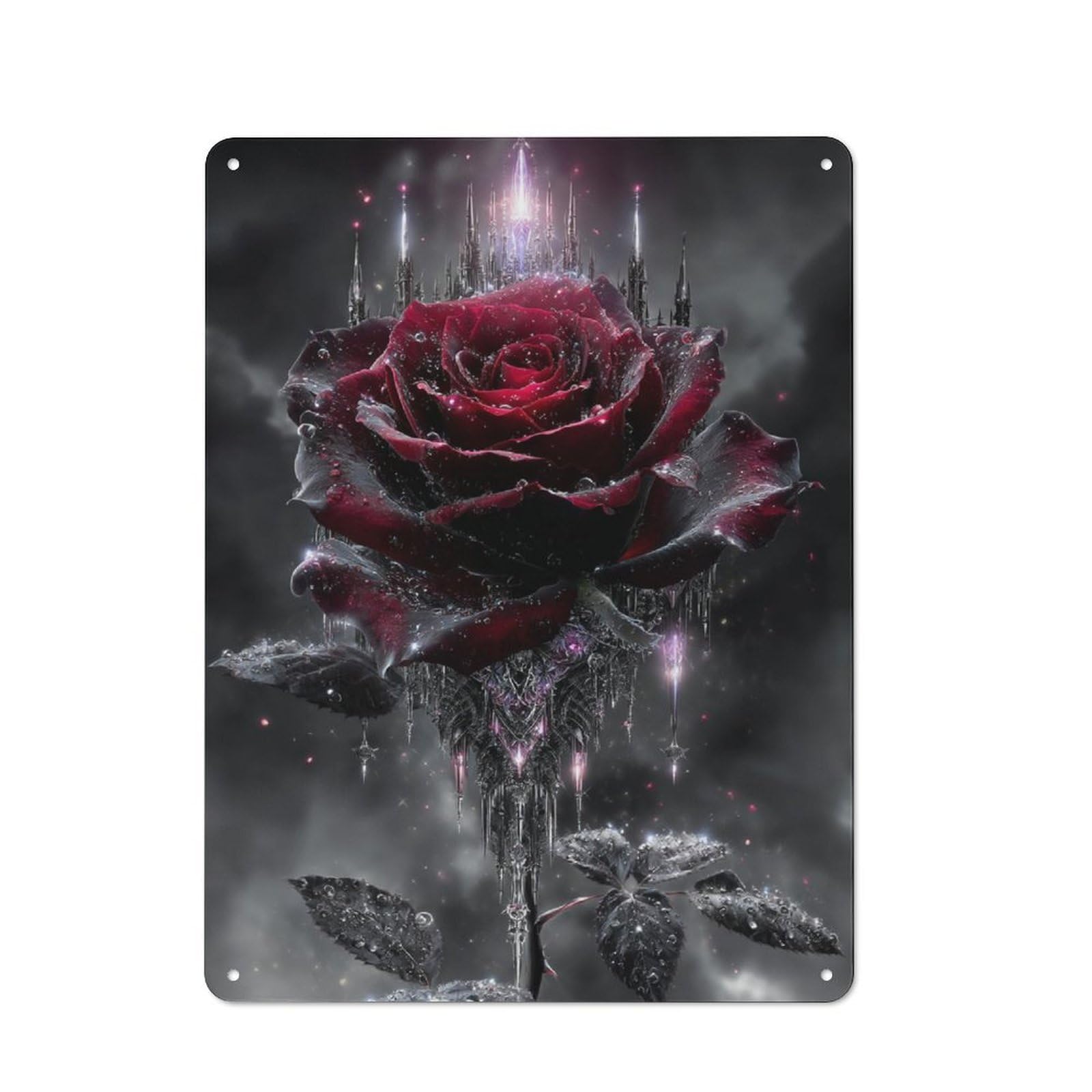 Junmoney Enchanted Rose Majesty Printed Metal Sign 40X30cm For Kitchen Or Home Bar, Housewarming Present For People Styling Kitchen And Home Bar