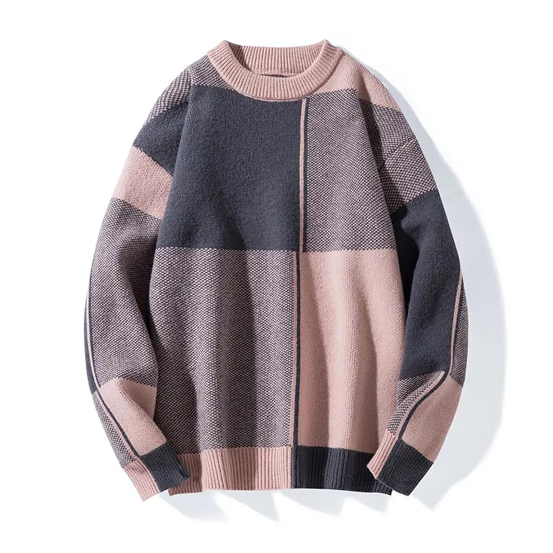 Męski sweter na co dzień ciepły sweter z dzianiny patchworkowy sweter z dzianiny luźny sweter