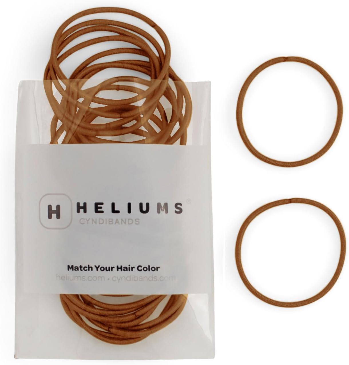 Heliums Thin Hair Elastics - Ginger - 2mm Hair Ties for Thin Hair, 1.75 Inch, Medium Hold No Damage Ponytail Holders - 40 Count
