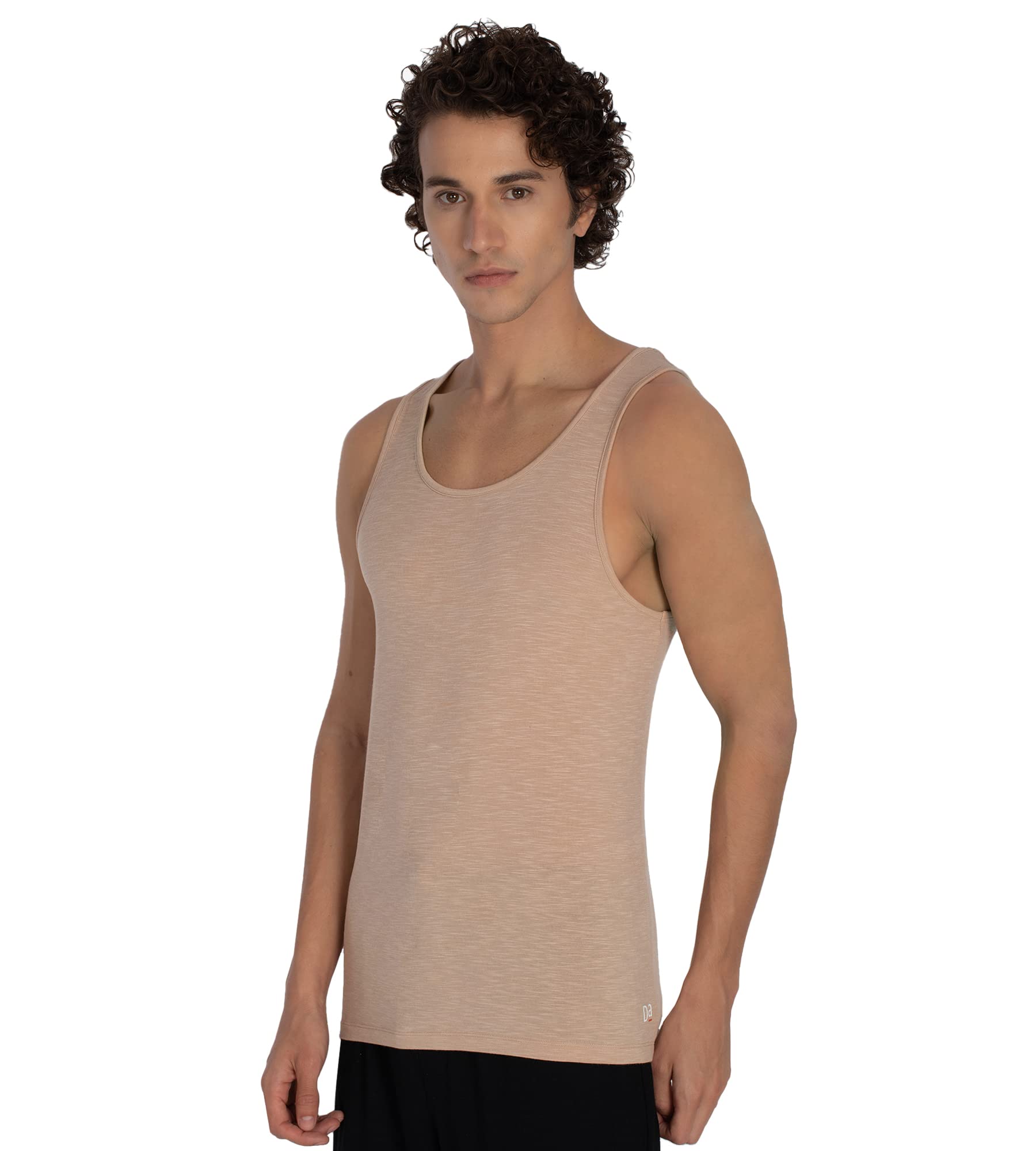 DAMENSCH Ajuste regular, color sólido, cuello redondo, mezcla de algodón, sin mangas, absorbe la humedad, antibacteriano, antiolor, suave y duradero, chaleco de bambú elástico para hombre