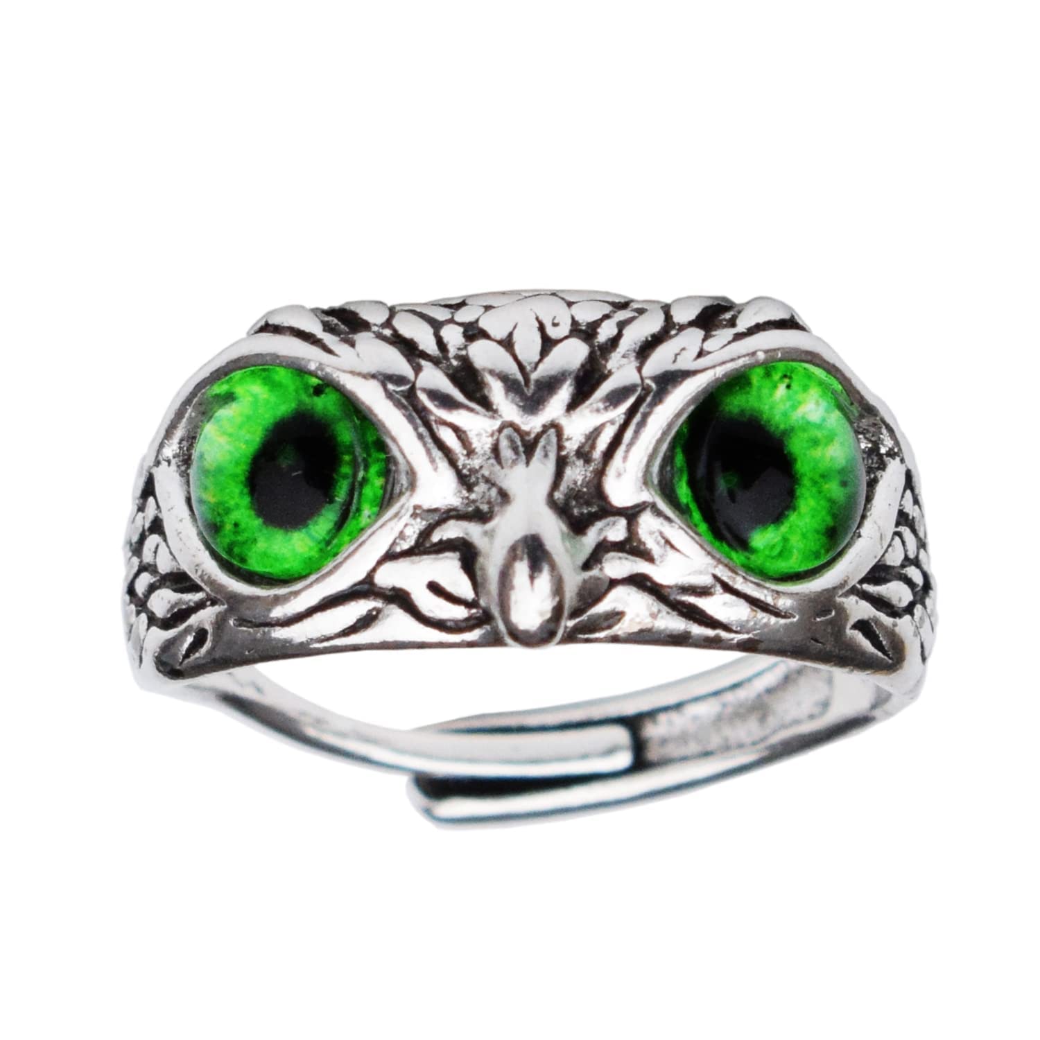 Thrillz Silver Ring For Men Stainless Steel Green Owl Eye Ring For Men Girls Silver Ring For Boys Adjustable Stylish mens Jewellery (B0BVJ1DS4M) Amazon Price History, Amazon Price Tracker