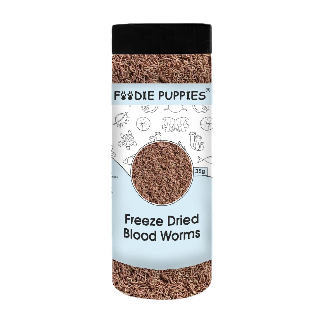 Foodie Puppies Freeze Dried Blood Worms 35g - Food for Guppies, Mollies, African Cichlids, Betta & Discus Fish and Tropical, Marine Fish & Turtles