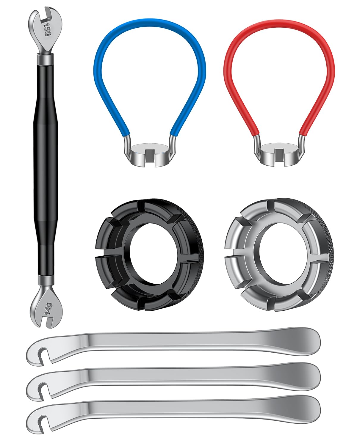 Pawfly Bike Spoke Wrench Tool Kit with Tire Levers, Rim Truing Repair Set 8 PCS