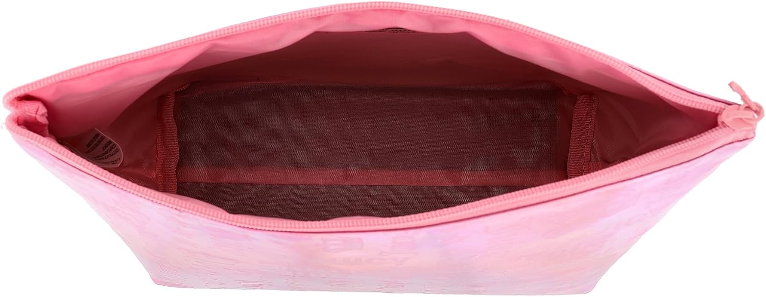 Juicy Couture Pink Makeup Bag Cosmetics Organizer Travel Essentials Zip Top Wedge Logo