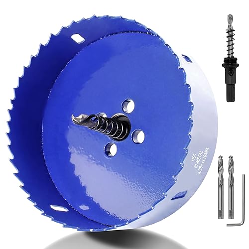 Vista 292 de Luomorgo - Sierra perforadora de 4 pulgadas/100 mm, acero de alta velocidad, profundidad de corte 1 1/4 pulgadas, adaptador de broca hexagonal