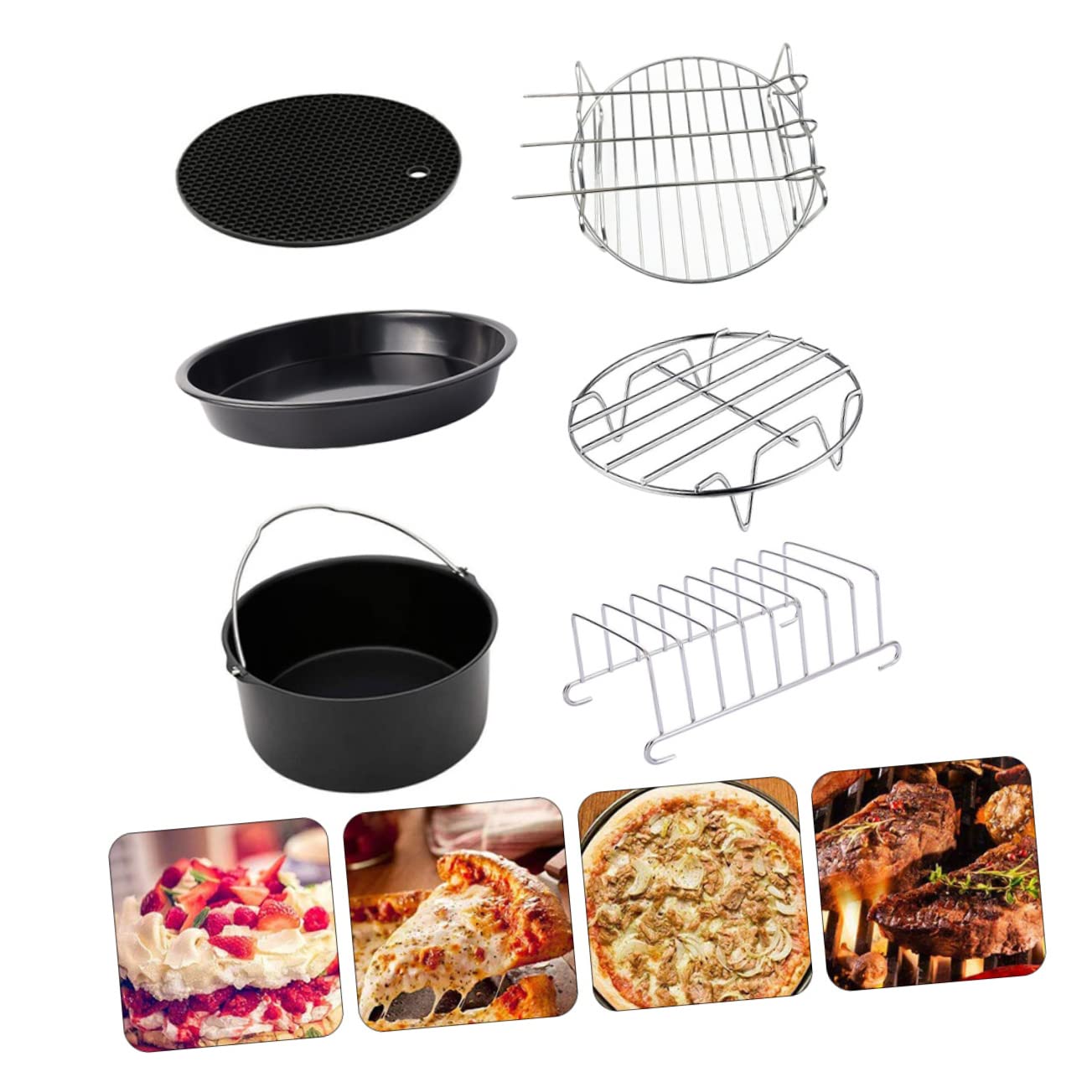 LABRIMP 6 Stück Küchenhelfer aus Edelstahl für Heißluftfritteusen | 6 Zoll Zubehör für Kuchen, Pizza und Topf, Spülmaschinengeeignet, für Vielseitige Gerichte