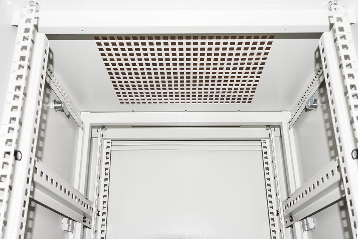 LINK armadio rack LK1922U66GR per reti 19" capacità di carico 800 kg in metallo verniciato a polvere con porta vetro di sicurezza e serratura dimensioni 60x60x116,6 cm colore grigio chiaro RAL7035