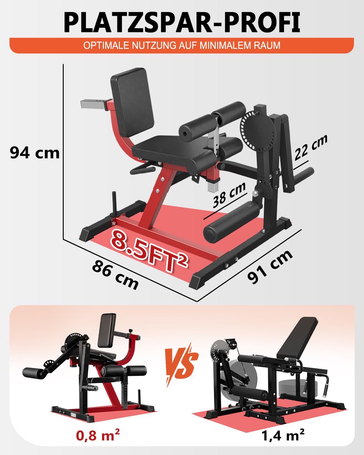 Beinstrecker I Beinbeuger und Heimtrainer für Bein, Beinstrecker, Beinbeuger und Heimtrainer für Bein- und Oberschenkel-Training, verstellbare Bein-Übungsbank mit Platte belastet