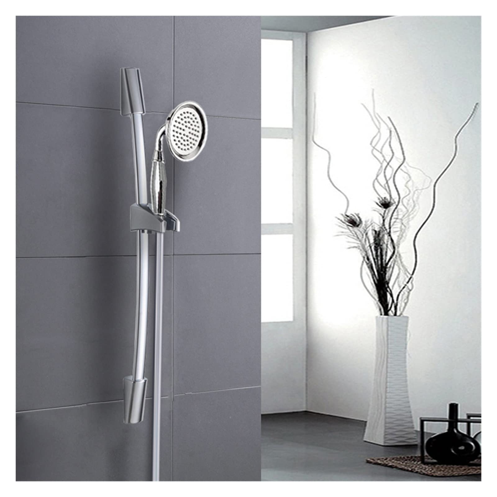 Juego de columna de ducha de mano ajustable, sistema de ducha montado en la pared con soporte de soporte, diseño móvil, color: juego A, perfecto para baños modernos