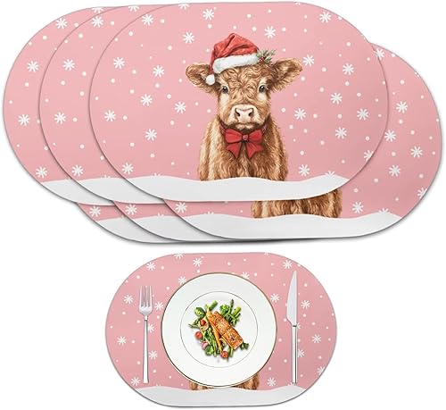 Miniatura 42 de Juego de 6 manteles individuales lavables para mesa de comedor, resistentes al calor, mesa de cocina, decoración del hogar, lavable, ovalada, de